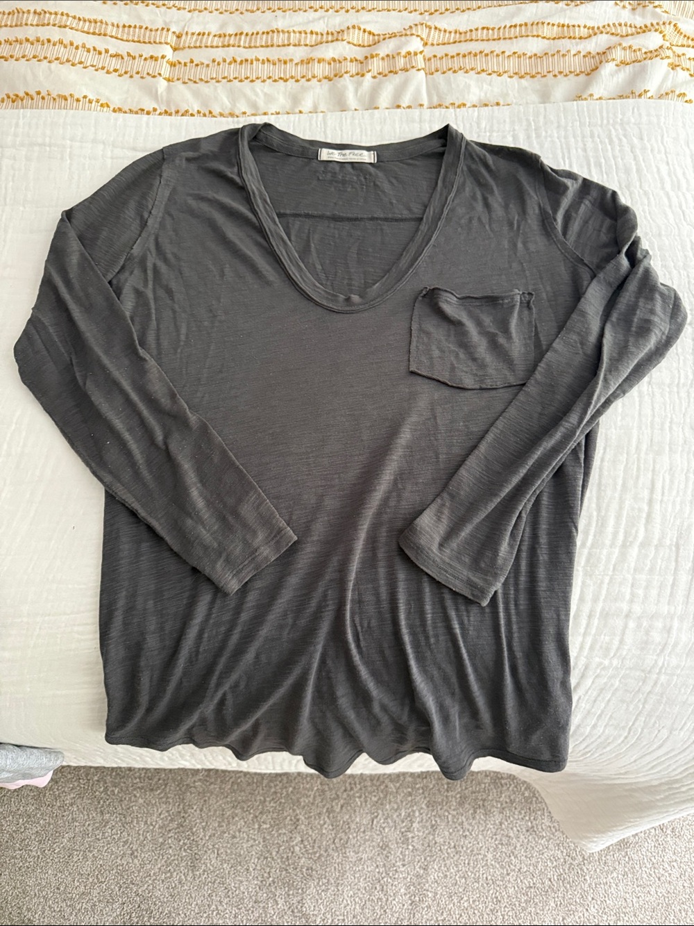 We The Free charcoal gray V-neck long sleeve top